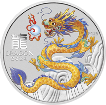 1/2 Unze Silber Lunar III Drache 2024 Gelb (Auflage: 200.000)