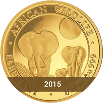 1/50 Unze Gold Somalia Elefant 2015