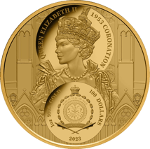 1 Unze Gold Krönung King Charles III. 2023 PP (Auflage: 150 | Polierte Platte | mit echtem Smaragd)