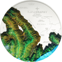 5 Unze Silber Topography - Hawaii 2024 (Auflage: 777  | High Relief | Polierte Platte)