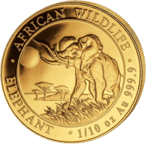 50 x 1/10 Unze Gold Somalia Elefant 2016