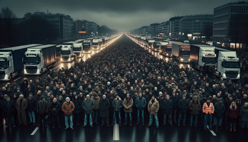 Massendemonstration in Heilbronn: Lkw-Fahrer protestieren gegen Maut und hohe Spritpreise